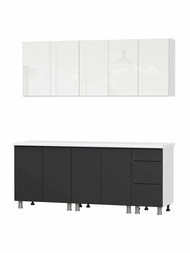 ARNIKA Кухонный гарнитур Модерн New без столешницы, 200х60х214.2 см, белый, белый глянец, графит