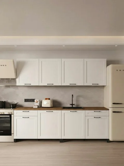 Кухонный гарнитур Аризона 2,4м белый/белый со столешницей